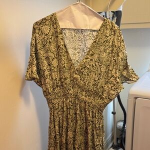 Zara Olive Floral Maxi Dress
